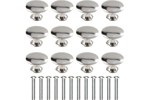Wajade Round Drawer Knobs 12 Pack Mushroom Shape Silver Cabinet Knobs Drawer Handles Pulls with Screws for Cabinet Wardrobe Drawer Cupboard of Kitchen Bedroom Furniture 30mm