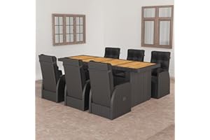 Yolola gartenmöbel Set 7-TLG,gartenmöbel Set Rattan,Lounge gartenmöbel Set,terrassenmöbel,Gartenmöbel Essgruppe,Gartentisch Sitzgarnitur-Tisch 6 Sessel