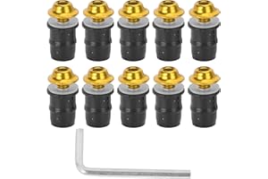 Les-Theresa 10 PZ Moto M5x16mm/0.6in Parabrezza Parabrezza Vite Bulloni Kit Universale con Chiave(Oro)