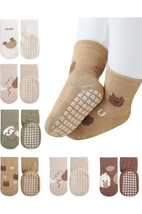 Galenecx 6 Pièces Chaussettes Antidérapantes Bébé, Garcon