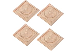 Jadeshay Appliques en Bois - 4Pcs Vintage Non Peint en Bois sculpté Coin Onlay Cadre Applique pour la décoration de Meubles(C)