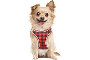 HEELE Hundegeschirr für Hunde Geschirr Hund Klein Weich Mesh Brustgeschirr für Mittlere und Kleine Hunde, Verstellbare Reflektierende Atmungsaktive Welpengeschirr, Reflektierend, Plaid Rot, S