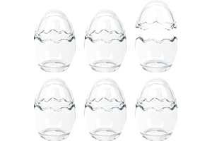 Toptime Tea Light Candle Holders, Egg Shaped Glass Candle Holder Set of 6, Transparent Tealight Holders for Table Centrepiece, Glass Candle Jars for Easter, Christmas, Valentine's Day, Birthday