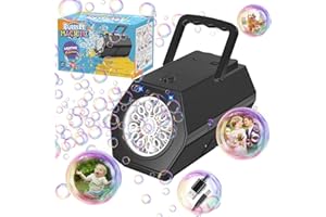 Bombble Portable Automatic Bubble Machine, Professional Bubble Maker 10000+ Bubbles per Minute with 240ML bubble solution Electric Bubble Toy for Children, Wedding, Birthday, Christmas Party (Black)