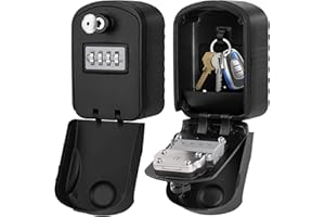 ‎ENONEO Schlüsseltresor ENONEO Schlüsselsafe mit 4-Stelliges Zahlencode mit Wasserdichte Abdeckung Groß Schluesselbox Schlüsselkasten Wandmontage Draußen Innen für Zuhause, Auto, Büros und Garagen (Schwarz)