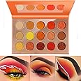 DE'LANCI Eye-catching Chili Eyeshadow Pallete Matte Shimmer Pressed Glitter Eye shadow 15 Warm Color Shadows Makeup Palette Nature Nude Orange Tone Waterproof Beauty Cosmetics High Pigment Powder
