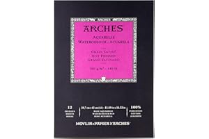 ARCHES Aquarelle 100% Satin 300 g Glued Pad A3 12 sheets Natural White