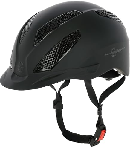HKM Glamour Shield: Casco Da Equitazione Unisex, Nero/argento, Taglia 56-58 Cm. Sicurezza Massima E Massima Ventilazione.