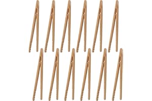 UNIFUN Pince Grille Pain 12PCS Pinces en Bambou Pinces à Pain de Bois Pinces de Cuisine Réutilisables 17.8 cm Pince à Thé Bois Pince à Toasts pour Cuisson, Pain, Thé aux, Fruits et Cornichons