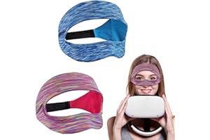 QUEERELELE 2PCS Masque VR pour Les Yeux pour Oculus Quest 2, VR Face Cover avec Sangle Élastique, VR Bande Anti-Transpiration Athlétique pour PS VR2/Meta Quest Pro/Meta Quest 2/Oculus Quest 2/HTC Vive