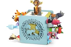 Xozoyo Tonie Shelf for Tonies Figures 25-40pcs, Magnetic Tonie box shelf for Toniebox in Kids Room Decor 14.5x14.5cm, Wall Mounted Shelves for tonies storage for Girls and Boys(Blue elephant)