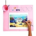Essenza 100% Non-Toxic Silicone Painting Mat 42 x 37 CM, 12 Paint Lines & Cleaning Cups for Kids, Non-Stick, Crafts, Resin, Clay, Play Doh, DIY, Art & Craft, Gift for Kids, Pink