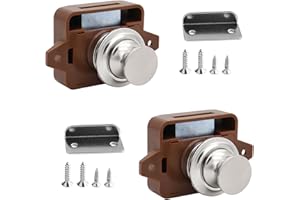 Aweisile Serratura a Pulsante 2 Pezzi Pomello con Pulsante di Chiusura,Push Button Cabinet Porta Blocco Chiusura a Pulsante,Push Lock Senza Chiave Apparire Chiusura Della Porta a Pulsante