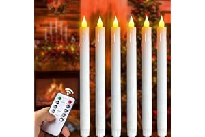 Meision LED-stakljus, LED-ljus med timerfunktion & fjärrkontroll, 6 stycken flammfria vita ljus, 3D-dimbara LED-ljus med fladdrande låga, batteridrivna ljus för fest, hemdekoration