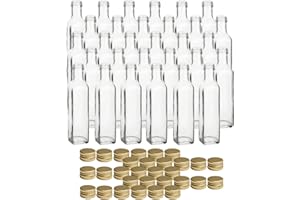 gouveo Juego de 30 botellas Maraska de 250 ml con tapón de rosca dorado - Botella de vidrio vacía para llenar y regalar - Botella real para licor, vinagre, aceite (MFET250G)