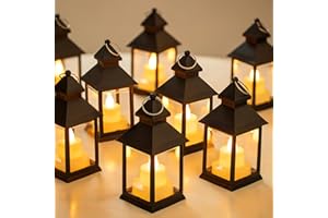 Romadedi Mini Lanterne LED Noir - Lot de 20 Lanterne Bougie à Suspendre Decorative Bougeoir pour Exterieur Halloween Ramadan Mariage Noel Decoration de Table, Piles Incluses