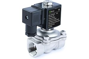 U.S. Solid Electroválvula acero inoxidable G 1/2 pulgada 12 V CC normalmente cerrada NC 10 bar, válvula eléctrica para agua, aire, diésel, queroseno, gasolina