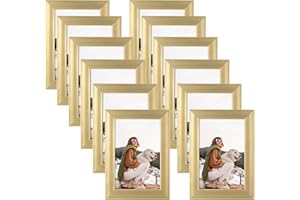 EXYGLO 12 Pezzi Cornice Foto Dorata, Cornice 10x15, Decorazione per Casa, Ufficio, Scuola, Portafoto da tavolo o Parete