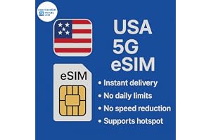 USA eSIM High Speed Data Supports Hotspot 30 Days 5-20GB Email Delivery (20GB for 30 Days)