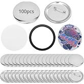 QWORK&reg; Set of 100 Custom Metal Badges - 58mm
