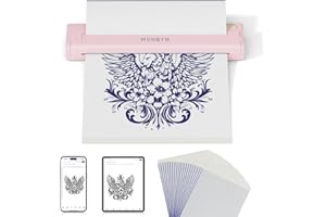 MUNBYN ITP05 Stampante Stencil Tattoo, 20 Fogli di Carta da Stampante Tattoo, Stampante Termica Tattoo Stampante Bluetooth, Compatibile Con Smartphone, PC, Rosa