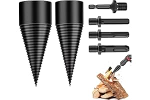 GothicBride Holzspalter Bohrer 50mm + 32mm, Holzspalter Bohrmaschine mit 4 Bohrgriffe, Kegelspalter Bohrmaschine für Holzspalten und Bohren