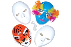 Baker Ross E1144 Ross masker av plast för pyssel och målning för barn, perfekt för barns födelsedag och karneval – 6 stycken