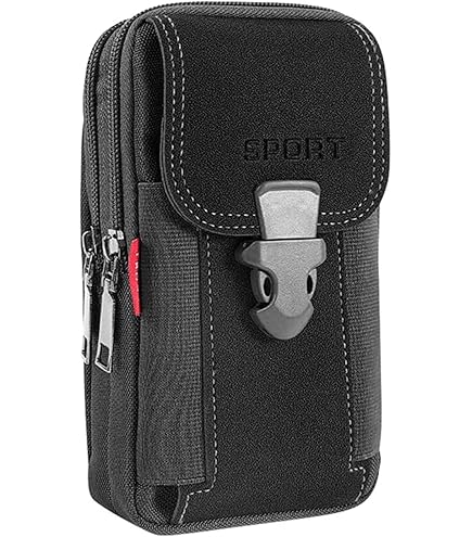 Étui Ceinture Téléphone Avec Mousqueton - Sacoche étanche Oxford - Pour Randonnée, Vélo, Camping - Noir