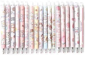EPCDBBRT 18 Pieces Cute Cartoon Click Gel Pens, Kawaii Pens, Cute Ballpoint Pens, Cartoon Gel Pens, Cute Ballpoint Pens, Funny Gel Pens