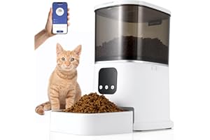 LIFERUN Smart Futterautomat Katze & Hund, Katzenfutter Automat 2,4 G WiFi, 6L Automatischer Futterspender mit App-Steuerung, Ton-Aufnahmefunktion, Edelstahlschüssel,Futterautomat für Kleine/Mittlere Haustiere