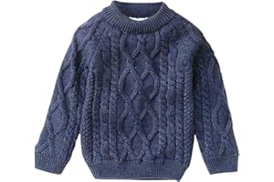 duxyoz Kids Toddler Baby Boys Girls Sweater Warm Sherpa Fleece Lined Jumpers Plush Thermal Chunky Knitted Sweaters Cable Knit Thicken Pullover Jumpers Solid Color Long Sleeve Pullovers 0-10 Years