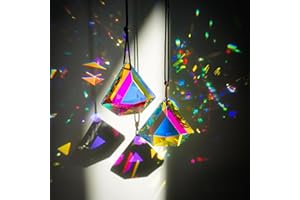 H&D HYALINE & DORA Juego de 2 atrapasueños de cristal de 1.9 pulgadas, prismas de colores AB, prismas de ventana para interiores, cristales colgantes para ventanas, hogar, decoración de jardín