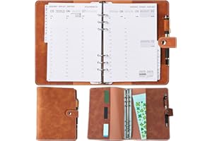 YHH Kalendarz 2025-2026, format A5, planer tygodniowy do wielokrotnego napełniania, z zakładkami miesięcznymi, kieszenią i pętlą na długopis, kontaktem, notatką, książką spotkań w miękkiej okładce,