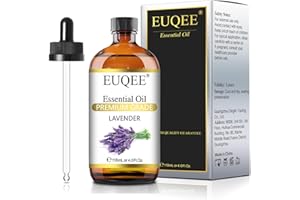 EUQEE Olio Essenziale Lavanda 118ml, Olio di Lavanda Puro Naturali al 100%, Oli Essenziali per Diffusori, Aromaterapia, Relax
