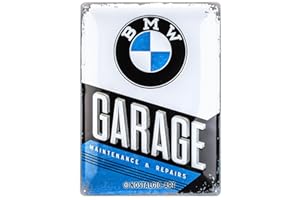 Nostalgic-Art Tabliczka blaszana w stylu retro, 30 x 40 cm, oryginalny produkt licencjonowany (OLP), BMW – garaż – pomysł na prezent dla fanów akcesoriów BMW, z metalu, design vintage