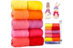 DEUDY Laine à Feutrer Roving 15g/10 Couleurs, Laine Cardée, Feutrage Laine Kit, Roving Laine DIY Kit pour Needle Felting Main Artisanat DIY (Eté)