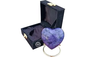 THE ANTIQUE HOUSE Urne funéraire violette pour cendres avec boîte noire et support en laiton pour votre bien-aimé adulte et enterrement funéraire pour adultes et nourrissons