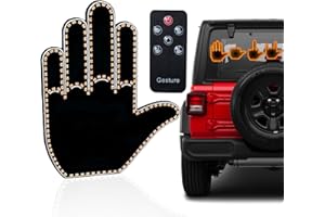 TOMTARY Gesture Light with Remote Control for Car Back Window - LED Hand Sign Middle Finger Accessory and Road Rage Gift (6 Keypad)