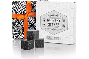 Hediyesepeti Coffret Whisky avec 12 Glaçons Pierre Whisky en Marbre, Glaçons Réutilisables pour Tous les Boissons, Présenté en Boîte Cadeau avec Sac en Tissu, Idée Cadeau pour Homme, Gris Foncé