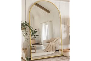 antok Grande specchio per tutto il corpo, 188 x 114 cm, specchio da parete a lunghezza intera, con telaio in lega di alluminio e vetro infrangibile, per soggiorno, spogliatoio, oro