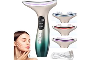 ZEESUNMM Masajeador Cara Cuello Antiarrugas Reductor Papada Mujer, 4 in 1 Masajeador Facial eléctrico, masajeador de belleza para reafirmar la piel para rostro y cuello, Recargable por USB portátil
