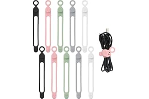 Zolunu Fascette in silicone riutilizzabili per impacchettare e organizzare, avvolgicavi per la gestione dei cavi e l'organizzazione della scrivania dell'ufficio - Confezione da 10 pz