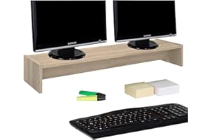 IDIMEX Support d'écran d'ordinateur Screen, réhausseur pour Deux moniteurs ou Un Grand écran Dimensions 100 x 15 x 27 cm, en mélaminé décor chêne Sonoma