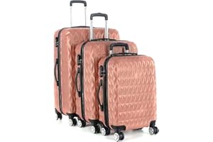 YORKING Luggage Sets Hard Luggage Lightweight Spinner Suitcases 4 Wheels Luggage Sets Spinner Durable ABS+PC Trolley Travel Case with Lock Champagne
