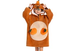 OLAOLA Felpa con Cappuccio Oversize per Bambini, Coperta in Pile Sherpa con Maniche e Tasche, Morbida e Calda Felpa Coperta Indossabile Unisex con Cappuccio per Ragazza Ragazzo