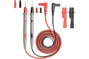 AUNEK Multimeter Test Leads Kit, PT1005 1000V 10A Electrical Test Probes with 2 Alligator Clips, Nickel-Plated Tips, Universal Test Cables for Digital Multimeters and Electrical Testers