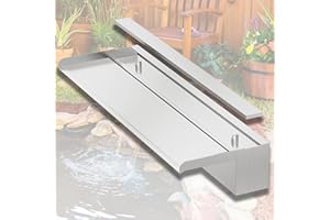 ‎LONGRUNNEW LONGRUNNEW Pond Waterfall Blades Set, 60 cm Stainless Steel Pool Fountain with Accessories, Width 20 cm Spout, Water Feature Waterfall Cascade for Garden, Patio, Pond Decoration