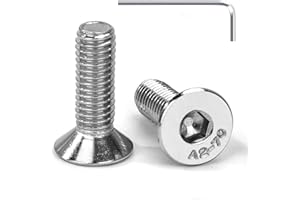 Tunejoy Vis à Tête Fraisée M6 x 20 mm Vis à Six Pans Creux en Acier Inoxydable A2 V2A à Tête Fraisée Hexagonale avec Clé Allen Filetage Complet 20 Pièces