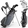 GYMAX Golf Club Set, Complete Right Handed Golf Clubs Set with 460cc Alloy Driver, 3# Fairway Wood, 4# Hybrid, 6#, 7#, 8#, 9# & P# Irons, Free Putter and Stand Bag, Adult Golf Package Sets