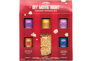 POPCORN SHED Kit de décorations de maïs soufflé à faire soi-même - Faites votre propre popcorn - Cinq délicieuses garnitures de popcorn + 500 g de grains de pop corn